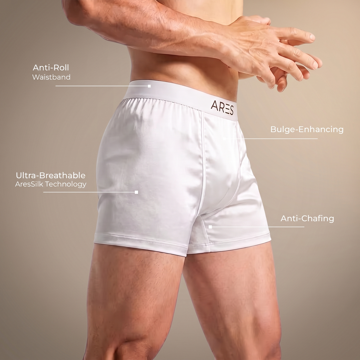 Ares Silk Boxers | All-Day Comfort (White Edition)